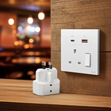 Bộ Ổ Cắm Đơn Kiểu Anh Kèm Sạc USB A+C Và Công Tắc 2 Cực Vuông Màu Trắng Simon M7 Gem Diamond White Mã 66E7255G-4F-Phiên bản Diamond White 4F Tông màu Bạc Đá thời thượng