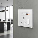 Bộ Ổ Cắm Đơn Kiểu Anh Kèm Sạc USB A+C Và Công Tắc Vuông Màu Trắng Simon M7 Gem Diamond White Mã 66E7254G-4F-công nghệ cao, giúp bề mặt đạt độ cứng hoàn hảo, bền bỉ