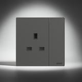 Bộ Ổ Cắm Kiểu Anh (13A 250V) Vuông Màu Xám Simon M7 Gem Diamond Gray Mã 661382G-4D-Phiên bản Diamond Gray 4D Tông màu Xám Đá thời thượng