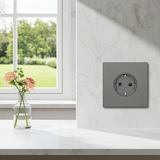 Bộ Ổ Cắm Schuko Vuông Màu Xám Simon S6 581687-61 - module lắp ghép linh hoạt