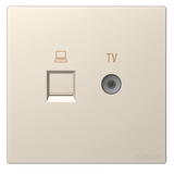 Bộ Ổ Cắm Tivi Và Mạng CAT6 Vuông Màu Sâm Panh Simon S6 585302-46