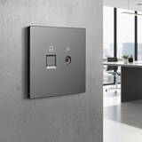 Bộ Ổ Cắm Tivi Và Mạng CAT6 Vuông Màu Xám Simon S6 585302-61 - cổng tivi và cổng mạng RJ45 CAT6