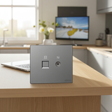 Bộ Ổ Cắm Tivi Và Mạng CAT6 Vuông Màu Xám Simon S6 585302-61 - hiệu suất ổn định theo thời gian.