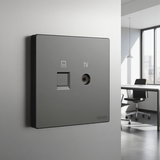 Bộ Ổ Cắm Tivi Và Mạng CAT6 Vuông Màu Xám Simon S6 585302-61 - Thẩm mỹ cao