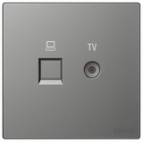 Bộ Ổ Cắm Tivi Và Mạng CAT6 Vuông Màu Xám Simon S6 585302-61