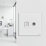 Bộ Ổ Cắm TV và Mạng Cat6 Vuông Màu Trắng Simon M7 Gem Diamond White Mã 665302G-4F-Thay vì phải đi 2 đường dây riêng biệt với 2 mặt hạt chiếm diện tích, bạn chỉ cần 1 mặt Simon M7 Gem duy nhất