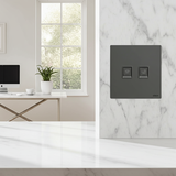 Bộ Ổ Cắm TV và Mạng Cat6 Vuông Màu Xám Simon M7 Gem Diamond Grey Mã 665302G-4D-màu xám Diamond Grey sang trọng, sản phẩm giúp mảng tường này trở nên ngăn nắp và chuyên nghiệp hơn