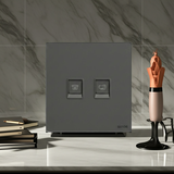 Bộ Ổ Cắm TV và Mạng Cat6 Vuông Màu Xám Simon M7 Gem Diamond Grey Mã 665302G-4D-Phiên bản Diamond Grey 4D Tông màu Xám Đá thời thượng