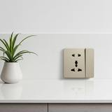 Bộ Ổ Đơn 2 Chấu Và Ổ Đa Năng Kèm Công Tắc Vuông Màu Sâm Panh Simon S6 581080-46 - An toàn, chống cháy, chống phát nhiệt
