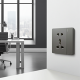 Bộ Ổ Đơn 2 Chấu Và Ổ Đa Năng Kèm Công Tắc Vuông Màu Xám Simon S6 581080-61 - Chống cháy, chống phát nhiệt, độ an toàn cao