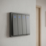 Công tắc âm tường Simon I7 - Bốn 1 Chiều Xám Có Led Sang Trọng Bền