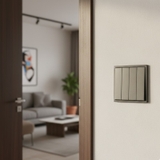 Công tắc âm tường Simon I7 - Bốn 1 Chiều Xám Viền Khung Thép Đẹp