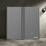 Công Tắc Đôi Thông Minh Simon M7 Metal Màu Xám (Grey) 66E8002MTY-2B - Cảm Biến Tiệm Cận Độc Đáo - Đèn Nền Tự Sáng Thông Minh
