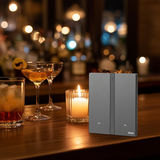 Công Tắc Đôi Thông Minh Simon M7 Metal Màu Xám (Grey) 66E8002MTY-2B - Thiết Kế Kim Loại Xám Hiện Đại