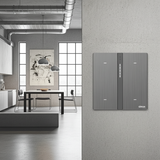 Công Tắc Ngữ Cảnh Bốn Thông Minh Simon M7 Metal Màu Xám (66E8008MTY-2B)-Vẻ Đẹp Sang Trọng Từ Chất Liệu Kim loại Xám