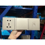 Khung Ba Vuông  Simon i7 Màu Sâm Panh Mã 700830-46 Lắp Ổ cắm - Công Tắc -  Hạt Mạng