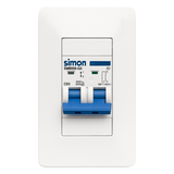 Mặt Aptomat Đôi Lắp Dọc Màu Trắng Simon K1 Mã K1062D Lắp Aptomat 63A Đôi simon