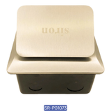 Mặt Trước Ổ cắm điện âm sàn màu đồng gồm 3 ổ cắm đôi 2 chấu 10A - 250V Siron SR-PG1073