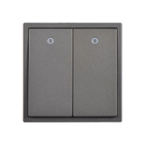 Module Công Tắc Đôi 1 Chiều Vuông Màu Xám Có Đèn LED Simon i7 - 701023-61