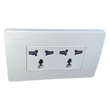 Ổ Đôi 3 Chấu Chữ Nhật Đa Năng Màu Trắng Simon K1 Mã K1424XL