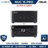 ASUS NUC 15 Pro RNUC15CRHU500000I Mini PC AI Intel® Core™ Ultra 5 225H DDR5 max 6400Mhz nhỏ gọn hiệu suất cao