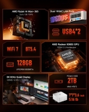 Mini PC Beelink GTR9 Pro AI MAX+ 395 RAM LPDDR5X 8000Mhz Radeon 8060s AI lên đến 126 TOPS