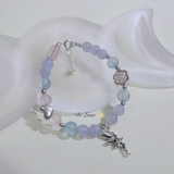 Vòng Tay Blue Agate Phối Aquamarine Rose Quartz