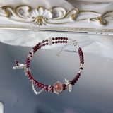 Lắc Chân Đá Garnet Phối Charm De Luna