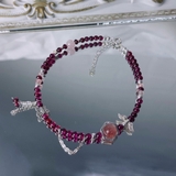 Lắc Chân Đá Garnet Phối Charm De Luna
