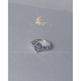 Nhẫn Aquamarine Thiên Nhiên Bạc 925 Chuẩn Xịn De Luna