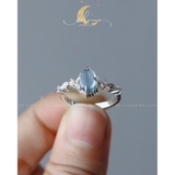 Nhẫn Aquamarine Thiên Nhiên Bạc 925 Chuẩn Xịn De Luna