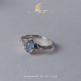 Nhẫn Aquamarine Thiên Nhiên Bạc 925 Chuẩn Xịn De Luna