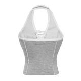 Sisters Áo croptop cổ yếm đan dây ngực Caridwen