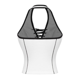 Sisters Áo croptop cổ yếm đan dây ngực Caridwen