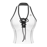 Sisters Áo croptop cổ yếm đan dây ngực Caridwen