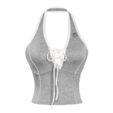 Sisters Áo croptop cổ yếm đan dây ngực Caridwen