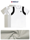 H05-T1 Áo polo tay phối màu trắng-Lam