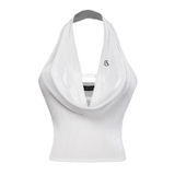 SISTERS Áo croptop cổ đổ đan dây ngực Chelsea