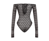 SS24-J17 Bodysuit ren hoa nhí trễ vai Daisy