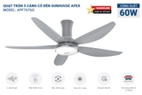 Quạt trần 5 cánh có đèn Sunhouse Apex APF7676G