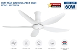 Quạt trần 5 cánh Sunhouse Apex APF7669W