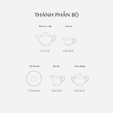 Bộ trà sứ Minh Long 1.3 L - Đài Các - Trang Trí Bạch Kim