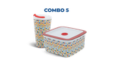 Combo 5: Ly sứ - Hộp dưỡng sinh (hoa văn Mosaic) sứ Minh Long