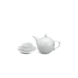Bộ trà sứ Minh Long 0.7 L - Mẫu Đơn - Trắng