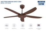 Quạt trần 5 cánh Sunhouse Apex APF7665B