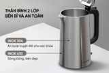 Ấm siêu tốc Inox 2 lớp 2L Sunhouse SHD1396