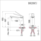 Vòi lavabo chậu rửa mặt Caesar B820CU nóng lạnh kèm nút xả nhấn