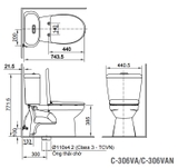 Bồn cầu 2 khối INAX C-306VAN xả nhấn nắp êm (C306VAN)