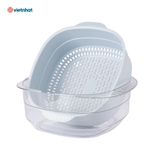 Bộ chậu rổ Nhật vuông trung Hokori nhựa Việt Nhật 2338