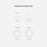 Bộ đồ ăn sứ Minh Long 09 sản phẩm - Daisy - Trắng